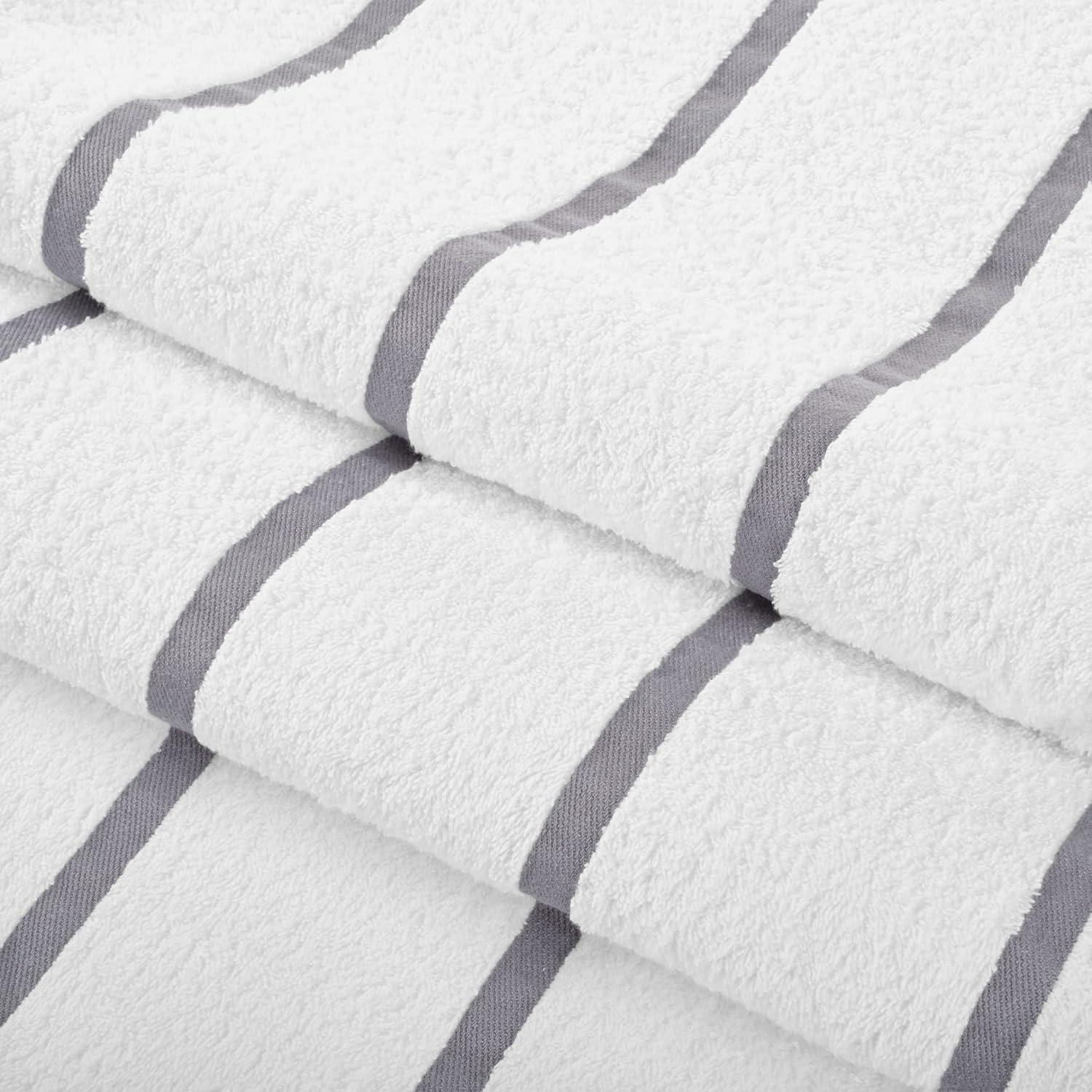 image:imageArkwright Las Rayas Striped Beach Towel Pack of 4 Soft Plush Quick Dry White Cotton Terry Towels Set for Pool Swim and Hot Tub 480 GSM Thick amp Absorbent 30 x 60 in BeigeLilac Grey