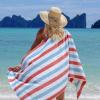 Arkwright Cabo Cabana Stripe Beach Towel – Pack of 4 – Large Soft Quick Dry Cotton Terry Towels for Pool, Swim, and Hot Tub, Oversized 30 x 70 in, Crabapple/Pool Blue(Crabapple/Pool Blue)