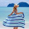 Arkwright Cabo Cabana Stripe Beach Towel – Pack of 4 – Large Soft Quick Dry Cotton Terry Towels for Pool, Swim, and Hot Tub, Oversized 30 x 70 in, Crabapple/Pool Blue(Tropical Breeze/Skydive Blue)