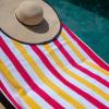 Arkwright Cabo Cabana Stripe Beach Towel – Pack of 4 – Large Soft Quick Dry Cotton Terry Towels for Pool, Swim, and Hot Tub, Oversized 30 x 70 in, Crabapple/Pool Blue(Raspberry/Mango)
