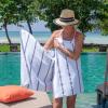 Arkwright Las Rayas Striped Beach Towel – Pack of 4 – Soft Plush Quick Dry White Cotton Terry Towels Set for Pool, Swim, and Hot Tub, 480 GSM Thick & Absorbent, 30 x 60 in, Beige(Lilac Grey)