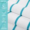 Arkwright Las Rayas Striped Beach Towel – Pack of 4 – Soft Plush Quick Dry White Cotton Terry Towels Set for Pool, Swim, and Hot Tub, 480 GSM Thick & Absorbent, 30 x 60 in, Beige(Blue)