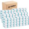 Arkwright Las Rayas Striped Beach Towel – Pack of 4 – Soft Plush Quick Dry White Cotton Terry Towels Set for Pool, Swim, and Hot Tub, 480 GSM Thick & Absorbent, 30 x 60 in, Beige(Blue)