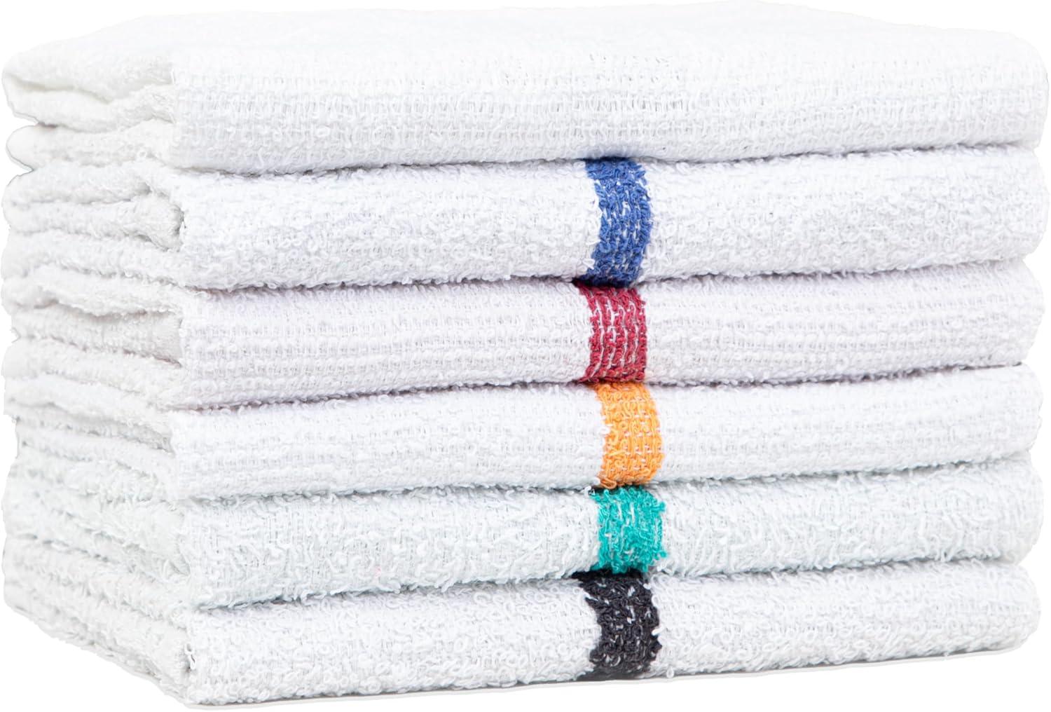 image:imageArkwright Bar Mop Towels Pack of 12 100 Cotton Kitchen Dishcloths Absorbent Quick Dry Cleaning Cloths for Restaurant Bar and Home Kitchen 16 x 19 in WhiteBlueGold Stripe
