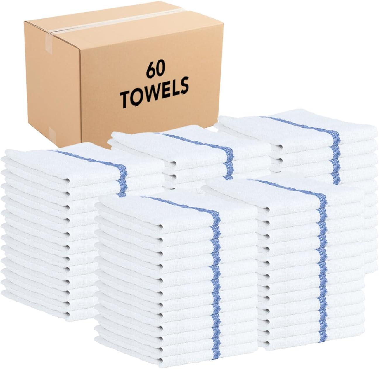 image:imageArkwright Bar Mop Towels Pack of 12 100 Cotton Kitchen Dishcloths Absorbent Quick Dry Cleaning Cloths for Restaurant Bar and Home Kitchen 16 x 19 in WhiteBlueWhiteBlue