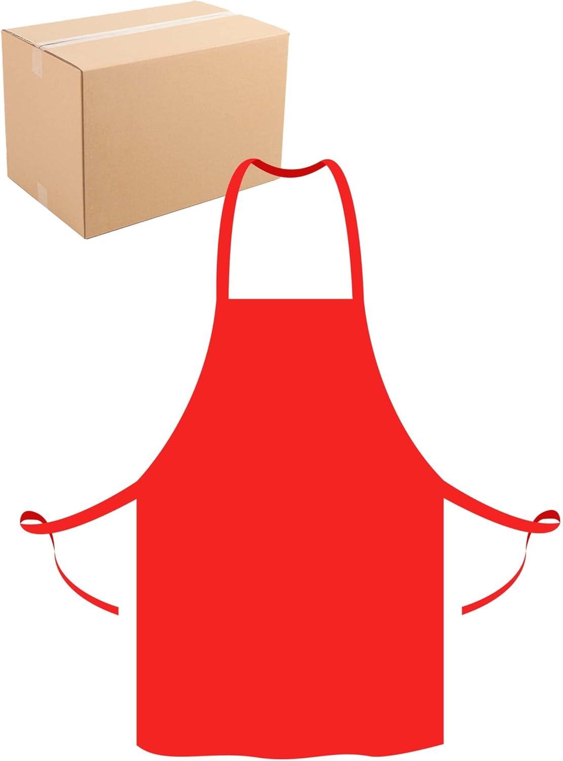 image:imageArkwright Bib Aprons Bulk Pack Long Oversized Professional Restaurant Quality Unisex Kitchen Work Apron for ChefsRed