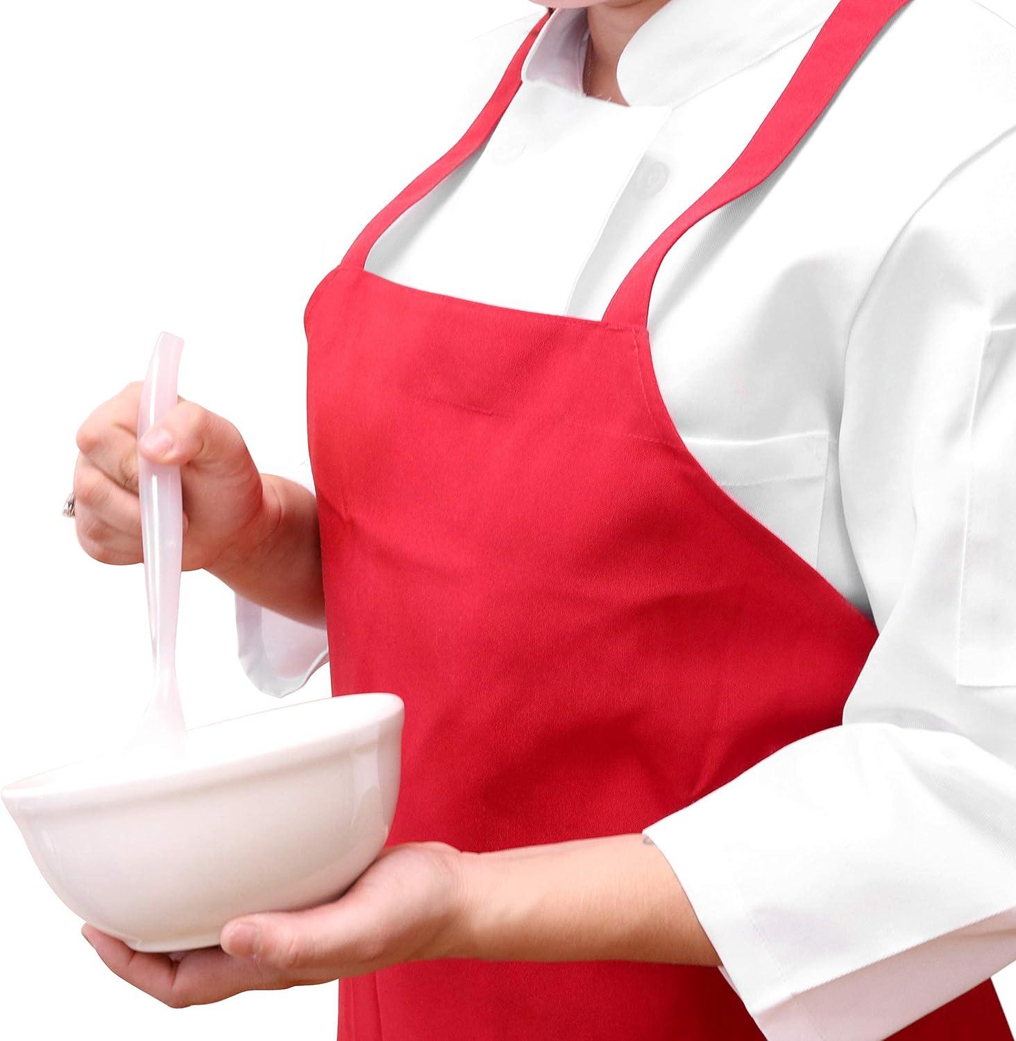 image:imageArkwright Bib Aprons Bulk Pack Long Oversized Professional Restaurant Quality Unisex Kitchen Work Apron for ChefsRed