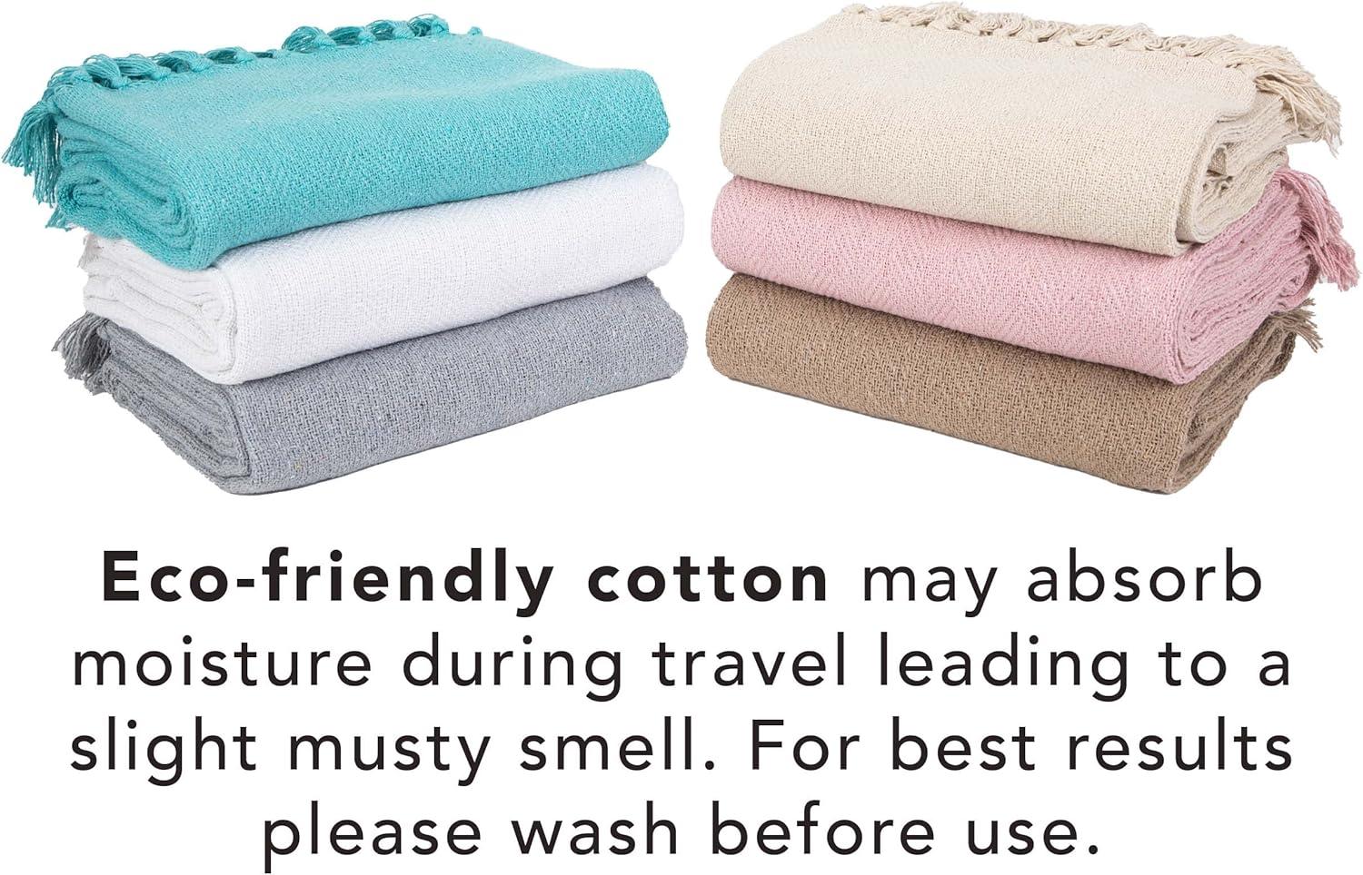 image:imageArkwright Common Ground Bulk Blankets Pack of 12 Reversible 100 Cotton All Season Lightweight Couch Bed Throws for Wedding Guests Travel and Outdoor Events 50 x 70 in WhiteSolid Aqua