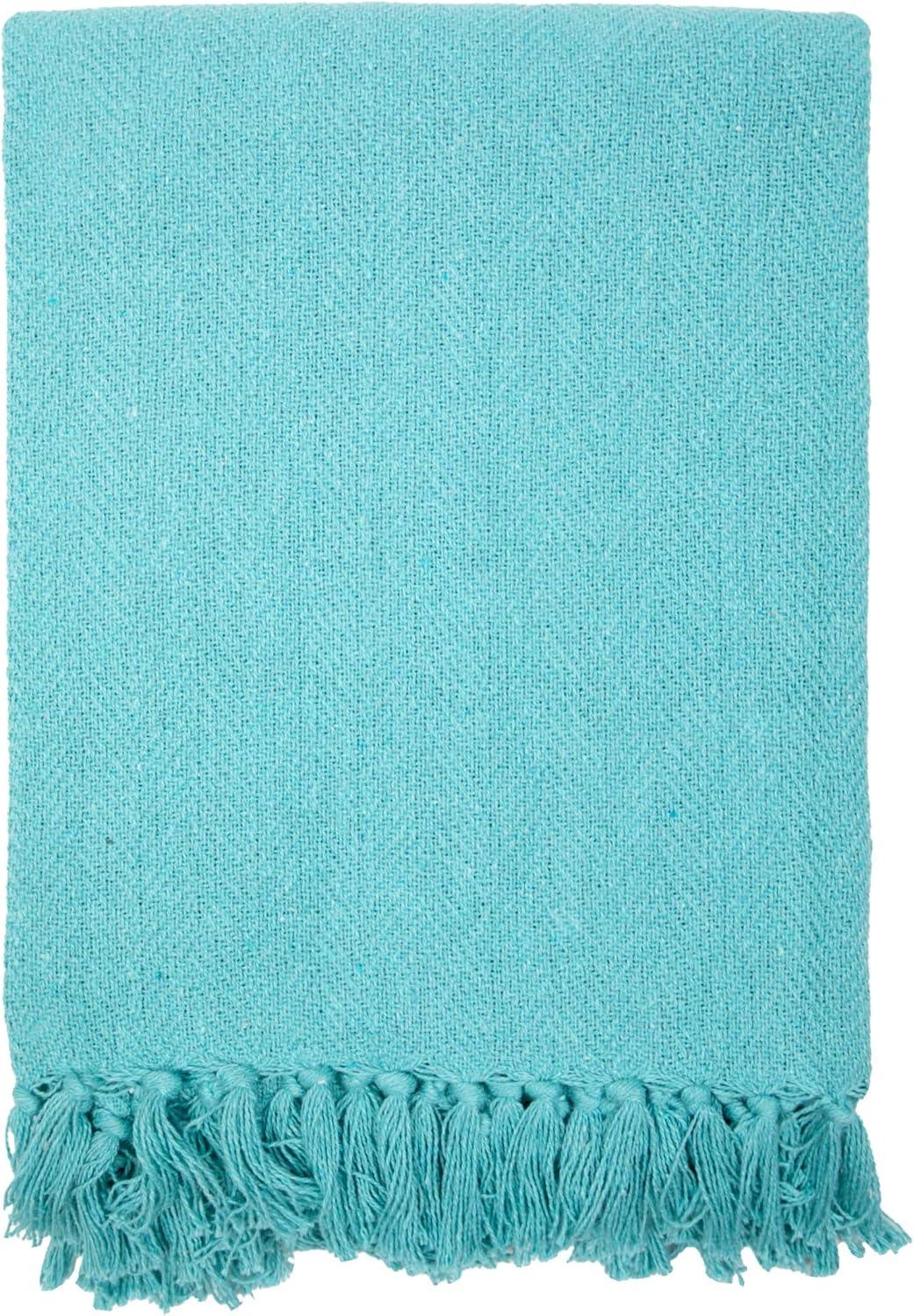 image:imageArkwright Common Ground Bulk Blankets Pack of 12 Reversible 100 Cotton All Season Lightweight Couch Bed Throws for Wedding Guests Travel and Outdoor Events 50 x 70 in WhiteSolid Aqua