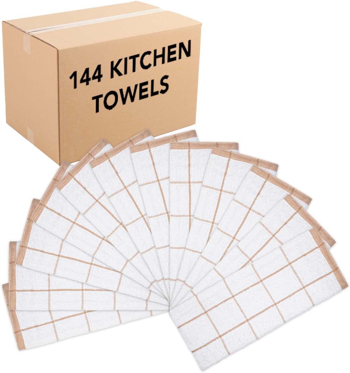 image:imageArkwright Kitchen Tea Towels Bulk Case of 144 Soft 100 Cotton Terry Dishcloths Highly Absorbent amp Quick Dry Hand Washcloths for Washing Drying and Cleaning 15 x 25 in BlueTan