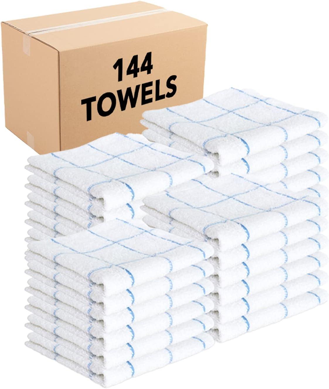 image:imageArkwright Kitchen Tea Towels Bulk Case of 144 Soft 100 Cotton Terry Dishcloths Highly Absorbent amp Quick Dry Hand Washcloths for Washing Drying and Cleaning 15 x 25 in BlueBlue