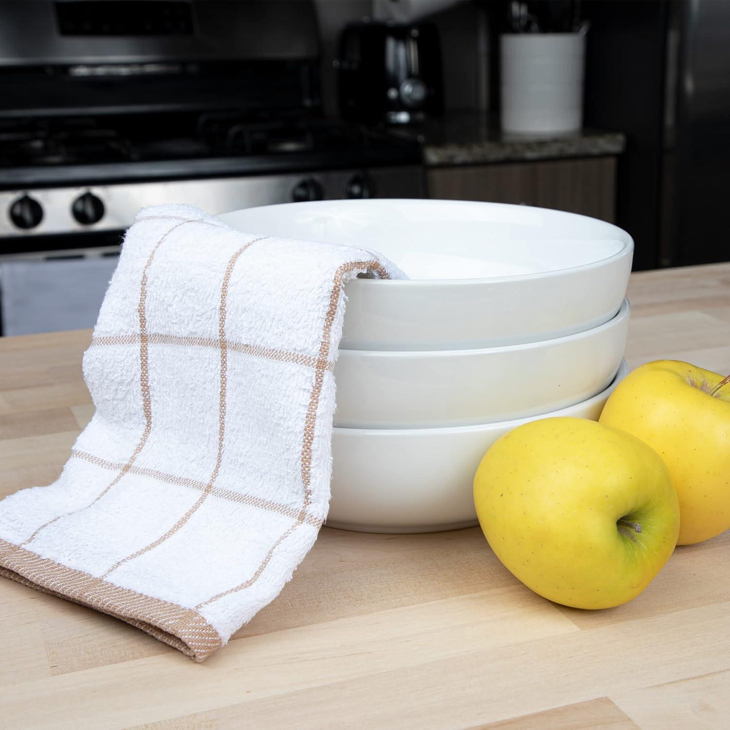 image:imageArkwright Kitchen Tea Towels Bulk Case of 144 Soft 100 Cotton Terry Dishcloths Highly Absorbent amp Quick Dry Hand Washcloths for Washing Drying and Cleaning 15 x 25 in BlueTan