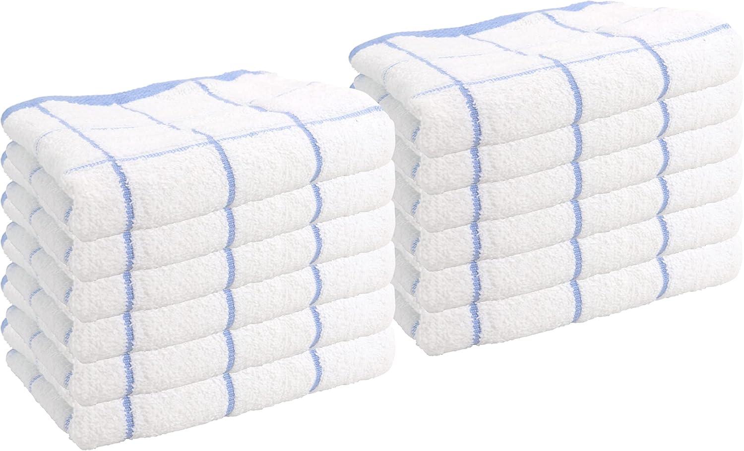 image:imageArkwright Kitchen Tea Towels Bulk Case of 144 Soft 100 Cotton Terry Dishcloths Highly Absorbent amp Quick Dry Hand Washcloths for Washing Drying and Cleaning 15 x 25 in BlueBlue