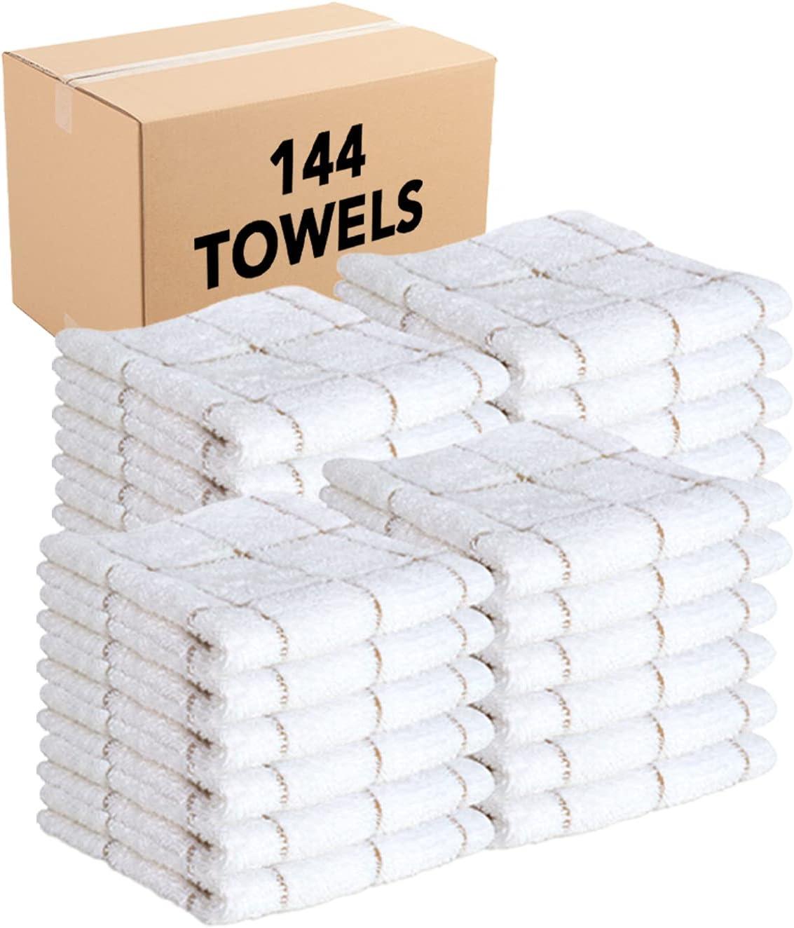 image:imageArkwright Kitchen Tea Towels Bulk Case of 144 Soft 100 Cotton Terry Dishcloths Highly Absorbent amp Quick Dry Hand Washcloths for Washing Drying and Cleaning 15 x 25 in BlueTan