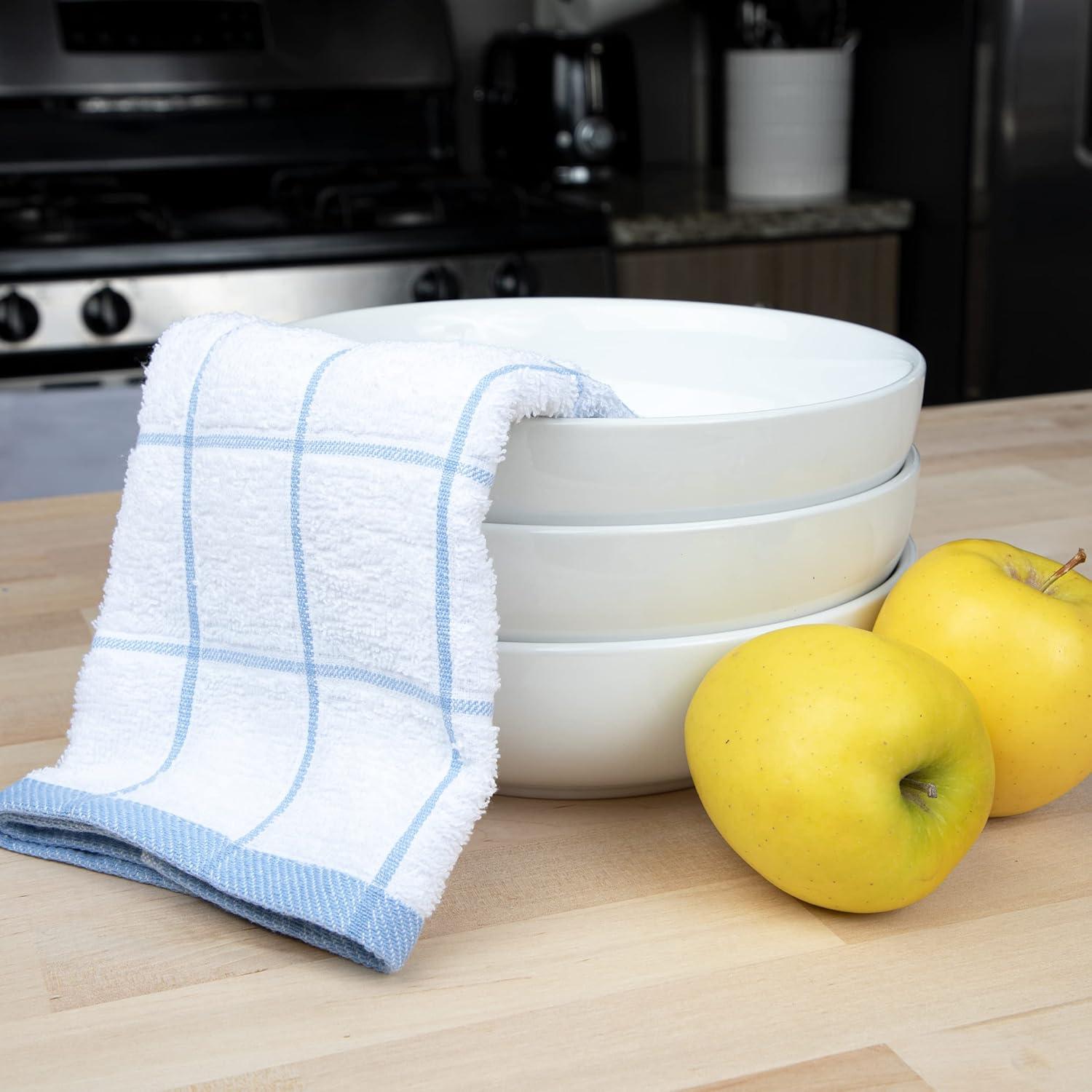 image:imageArkwright Kitchen Tea Towels Bulk Case of 144 Soft 100 Cotton Terry Dishcloths Highly Absorbent amp Quick Dry Hand Washcloths for Washing Drying and Cleaning 15 x 25 in BlueBlue