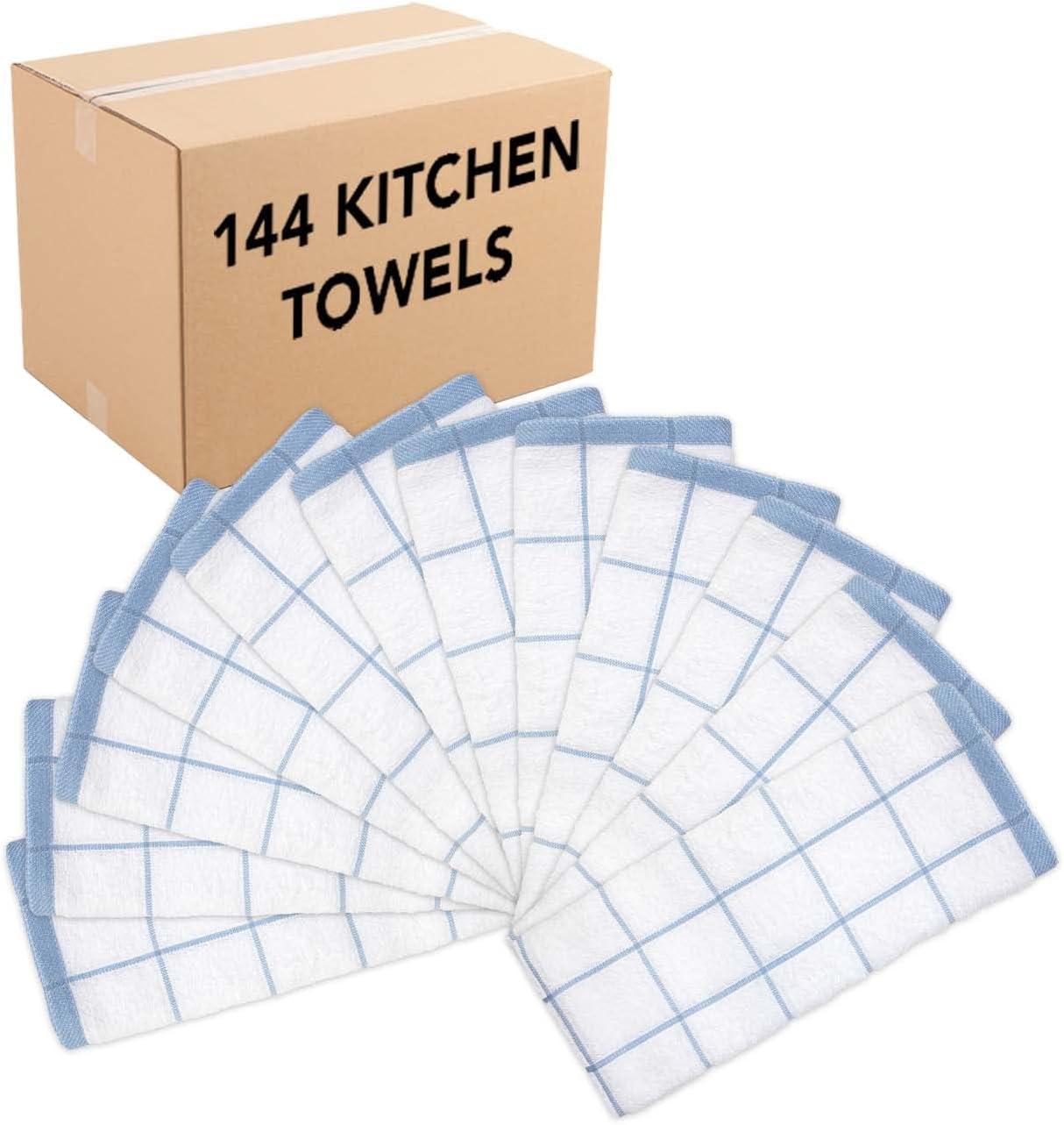 image:imageArkwright Kitchen Tea Towels Bulk Case of 144 Soft 100 Cotton Terry Dishcloths Highly Absorbent amp Quick Dry Hand Washcloths for Washing Drying and Cleaning 15 x 25 in BlueBlue