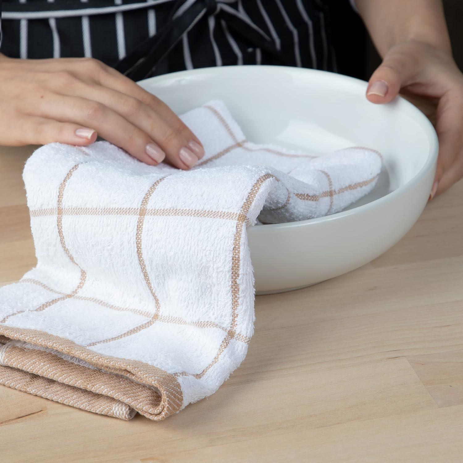 image:imageArkwright Kitchen Tea Towels Bulk Case of 144 Soft 100 Cotton Terry Dishcloths Highly Absorbent amp Quick Dry Hand Washcloths for Washing Drying and Cleaning 15 x 25 in BlueTan
