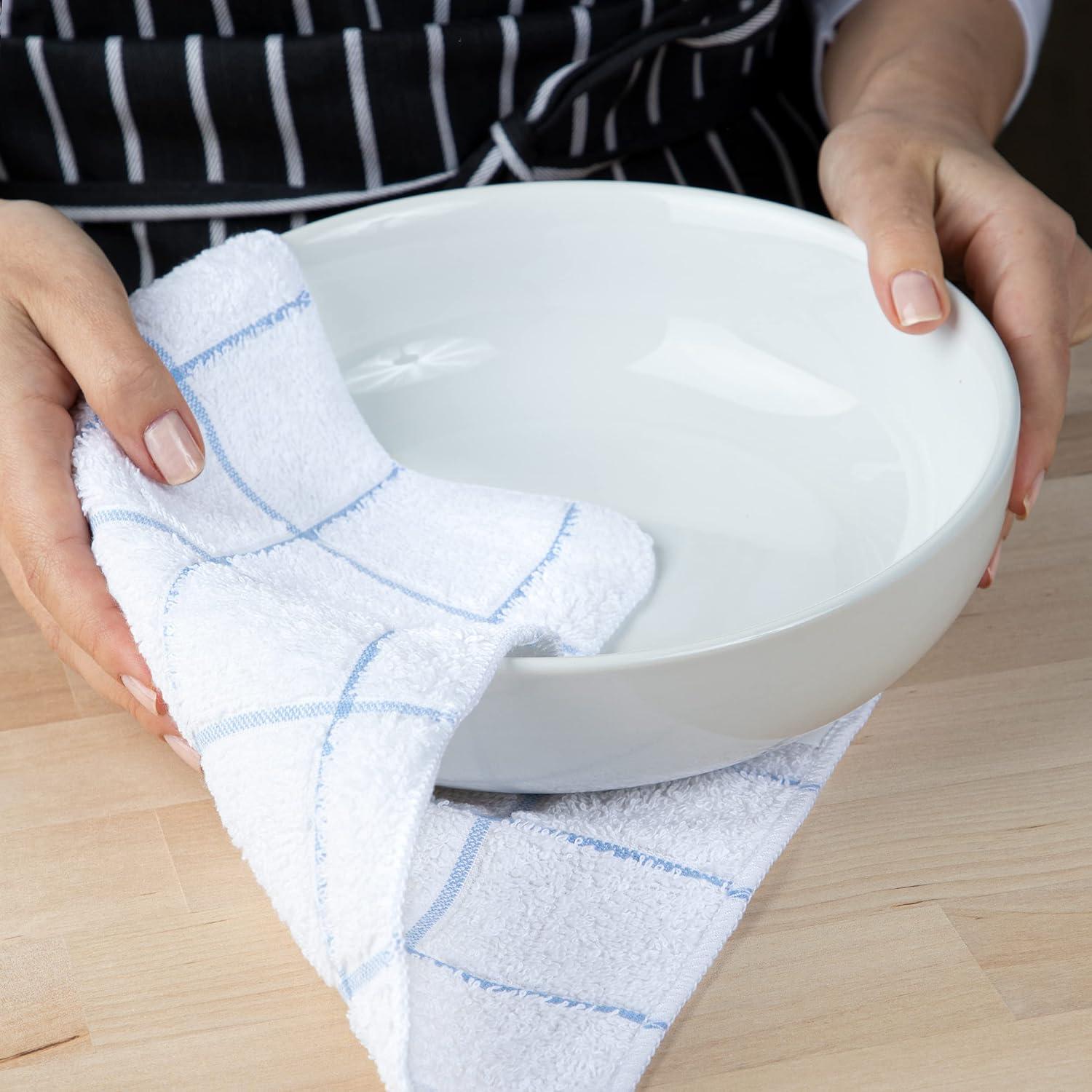 image:imageArkwright Kitchen Tea Towels Bulk Case of 144 Soft 100 Cotton Terry Dishcloths Highly Absorbent amp Quick Dry Hand Washcloths for Washing Drying and Cleaning 15 x 25 in BlueBlue