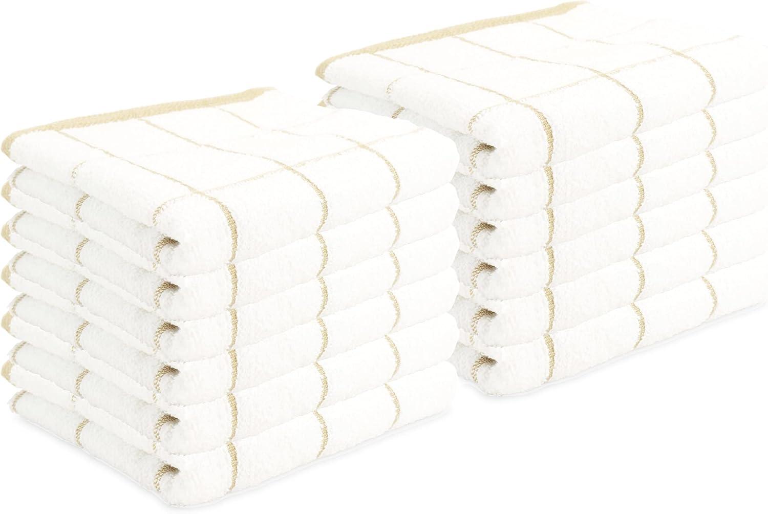 image:imageArkwright Kitchen Tea Towels Bulk Case of 144 Soft 100 Cotton Terry Dishcloths Highly Absorbent amp Quick Dry Hand Washcloths for Washing Drying and Cleaning 15 x 25 in BlueTan