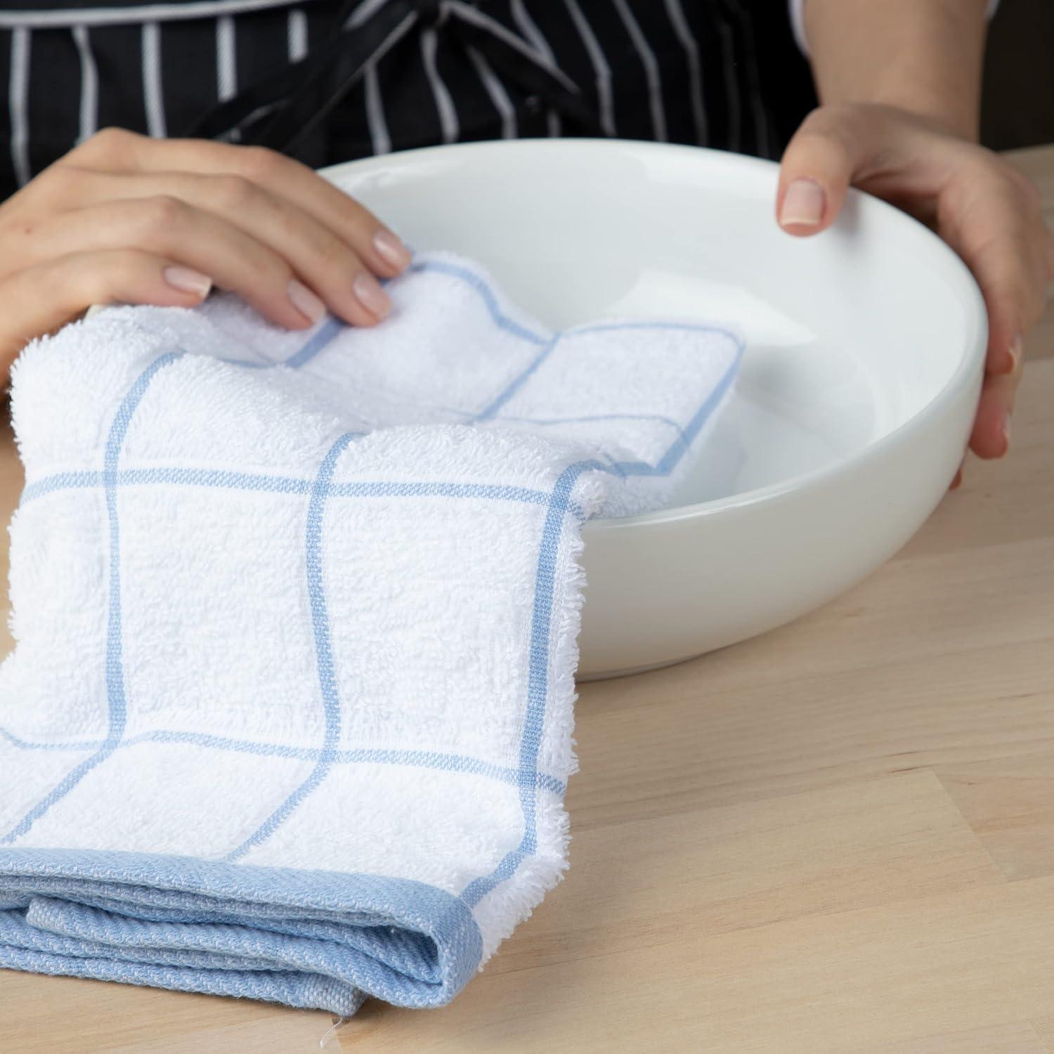 image:imageArkwright Kitchen Tea Towels Bulk Case of 144 Soft 100 Cotton Terry Dishcloths Highly Absorbent amp Quick Dry Hand Washcloths for Washing Drying and Cleaning 15 x 25 in BlueBlue