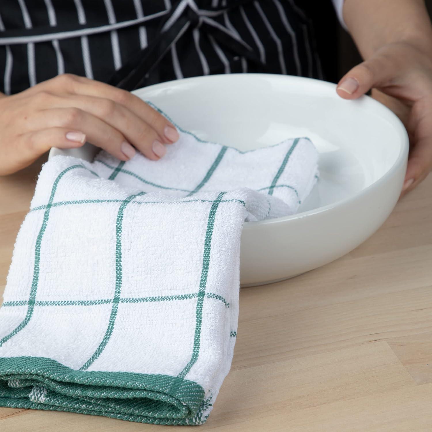 image:imageArkwright Kitchen Tea Towels Bulk Case of 144 Soft 100 Cotton Terry Dishcloths Highly Absorbent amp Quick Dry Hand Washcloths for Washing Drying and Cleaning 15 x 25 in BlueGreen