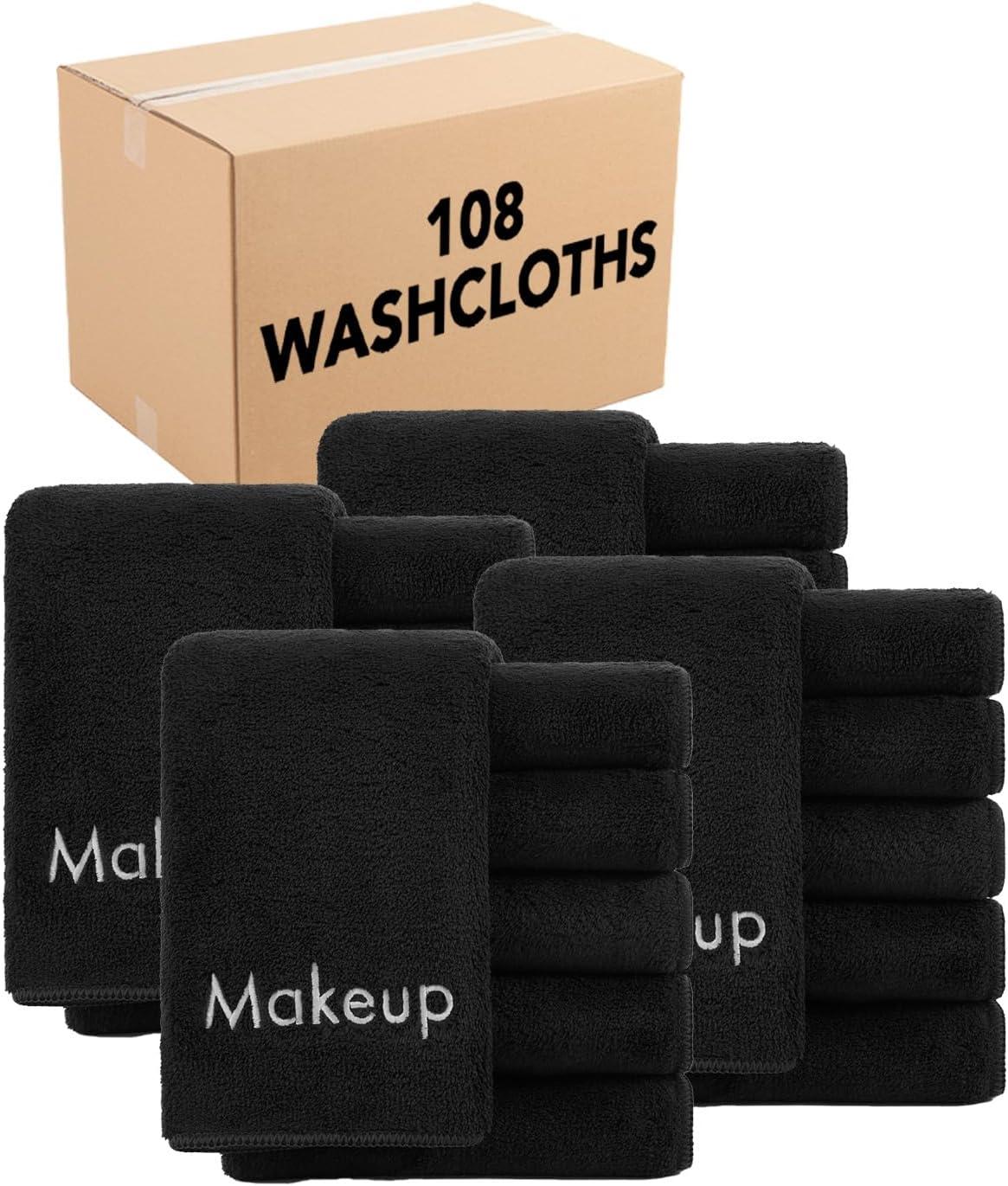 image:imageArkwright Makeup Remover Cloths Bulk Microfiber Coral Fleece Face Towels Ultra Soft Reusable Washcloths Gentle Facial Cleansing for Waterproof Makeup 13 x 13 Black Case of 108Black