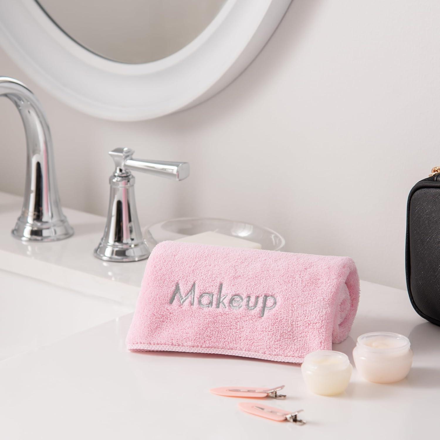 image:imageArkwright Makeup Remover Cloths Bulk Microfiber Coral Fleece Face Towels Ultra Soft Reusable Washcloths Gentle Facial Cleansing for Waterproof Makeup 13 x 13 Black Case of 108Pink