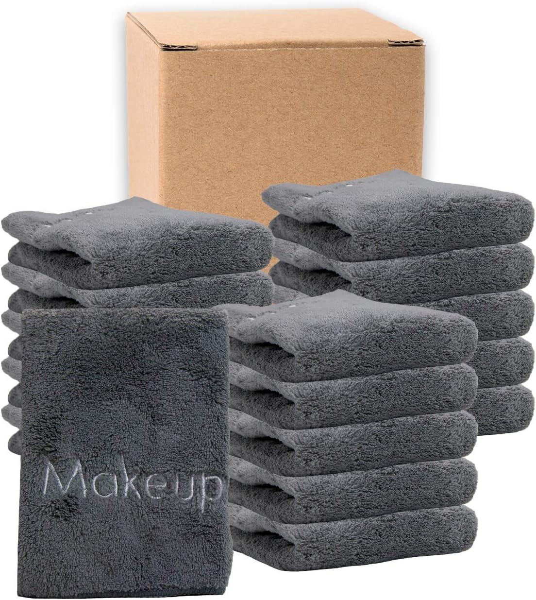 image:imageArkwright Makeup Remover Cloths Bulk Microfiber Coral Fleece Face Towels Ultra Soft Reusable Washcloths Gentle Facial Cleansing for Waterproof Makeup 13 x 13 Black Case of 108Grey
