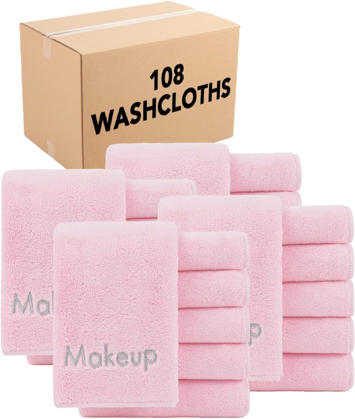 image:imageArkwright Makeup Remover Cloths Bulk Microfiber Coral Fleece Face Towels Ultra Soft Reusable Washcloths Gentle Facial Cleansing for Waterproof Makeup 13 x 13 Black Case of 108Pink
