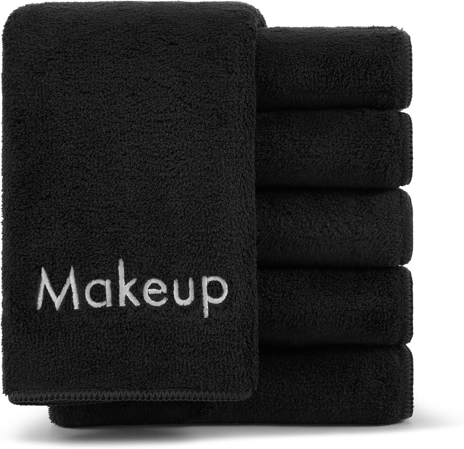 image:imageArkwright Makeup Remover Cloths Bulk Microfiber Coral Fleece Face Towels Ultra Soft Reusable Washcloths Gentle Facial Cleansing for Waterproof Makeup 13 x 13 Black Case of 108Black