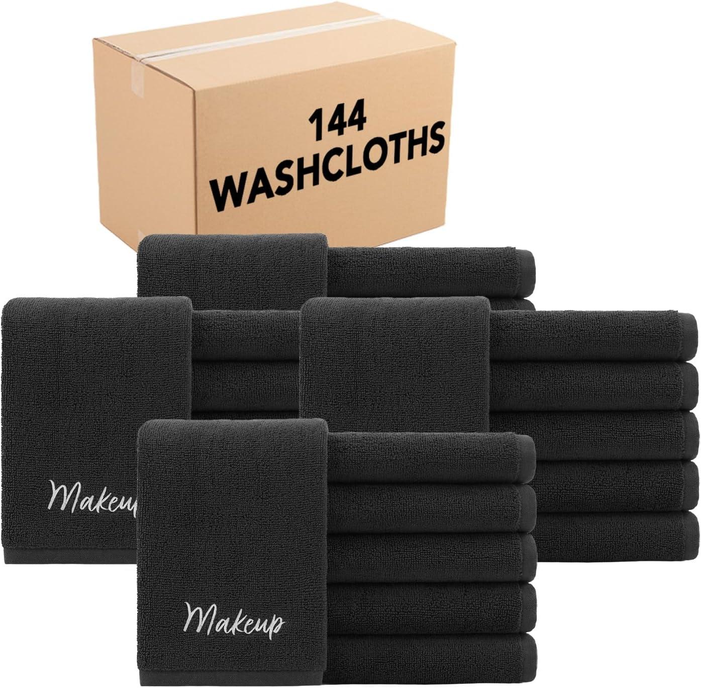 image:imageArkwright Makeup Remover Washcloths Pack of 6 100 Cotton Soft Quick Dry Reusable Face Towels for Makeup Removal and Facial Cleansing 13 x 13 in BlackBlack