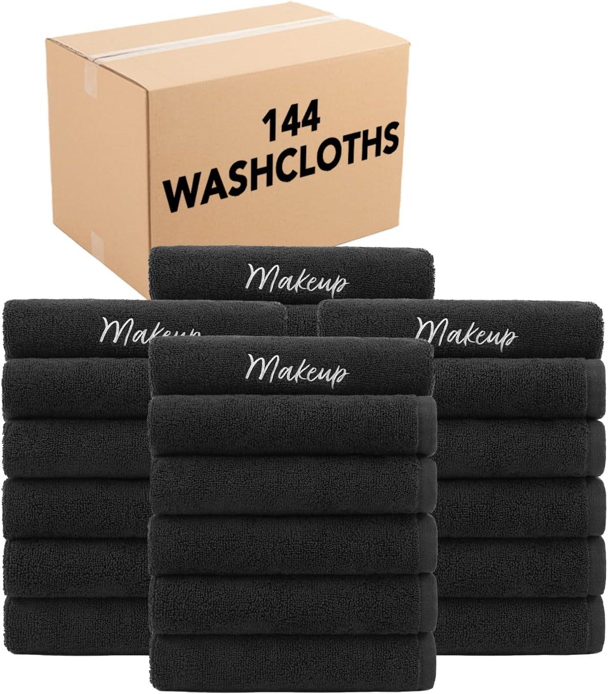 image:imageArkwright Makeup Remover Washcloths Pack of 6 100 Cotton Soft Quick Dry Reusable Face Towels for Makeup Removal and Facial Cleansing 13 x 13 in BlackBlack