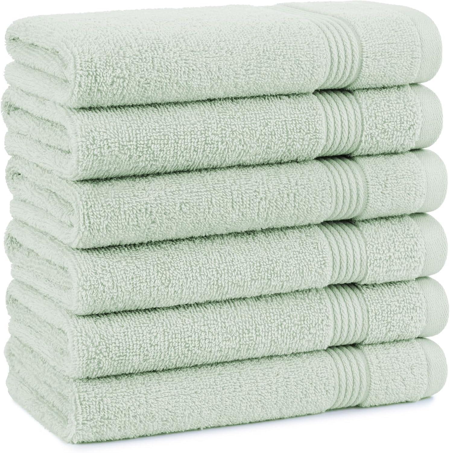 image:imageArkwright Makeup Remover Washcloths Pack of 6 100 Cotton Soft Quick Dry Reusable Face Towels for Makeup Removal and Facial Cleansing 13 x 13 in BlackEucalyptus Green