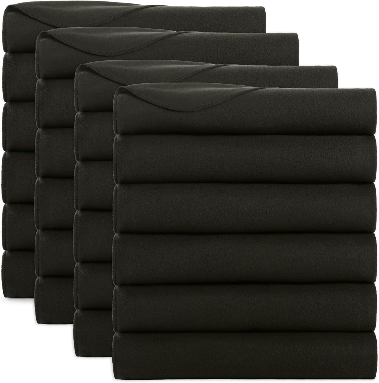 image:imageArkwright Polar Fleece Throw Blankets Bulk Case of 24 Ultra Soft Cozy Blanket for Car Camping Couch Office Outdoor Home and Bed 50 x 60 in Assorted ColorsBlack