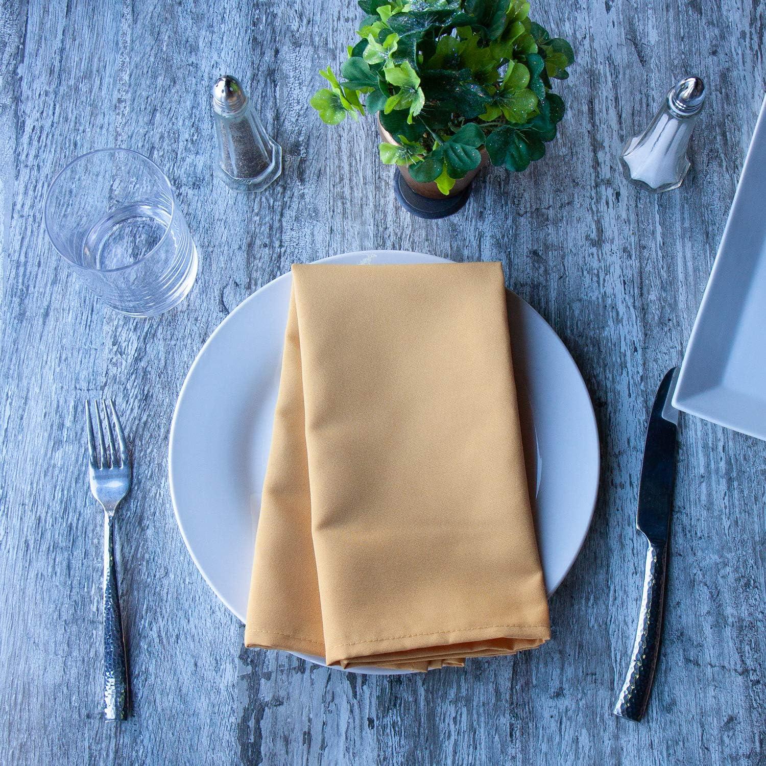 image:imageArkwright Restaurant Cloth Napkins Case of 300 Spun Polyester Bulk Dinner Napkin with Hemmed Edges Ideal for Dinner Wedding Party Banquet Kitchen 20 x 20 in NavyGold