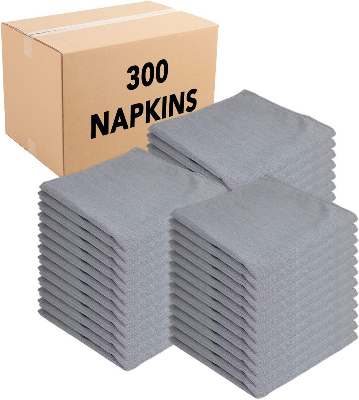 image:imageArkwright Restaurant Cloth Napkins Case of 300 Spun Polyester Bulk Dinner Napkin with Hemmed Edges Ideal for Dinner Wedding Party Banquet Kitchen 20 x 20 in NavyChambray Grey