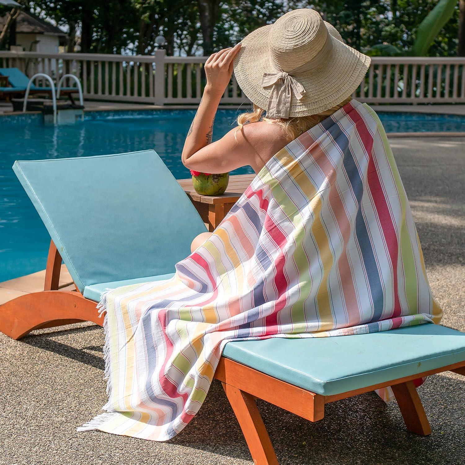 image:imageArkwright Sand Free Beach Towel Pack of 6 Oversized 35 x 75 Turkish Cotton Quick Dry Compact amp Lightweight Blankets for Pool Chairs Resorts Outdoor BoldFiesta