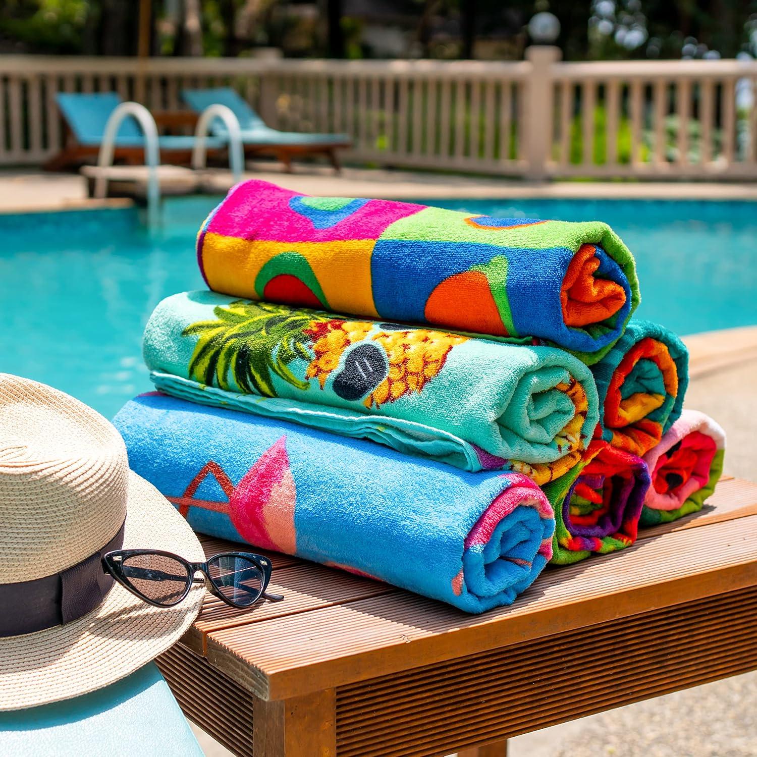 image:imageArkwright Velour Printed Beach Towel 100 Cotton Super Absorbent and Quick Drying Oceanic Pool Towel for Beach Spa and Bath 30 x 60 in Melon