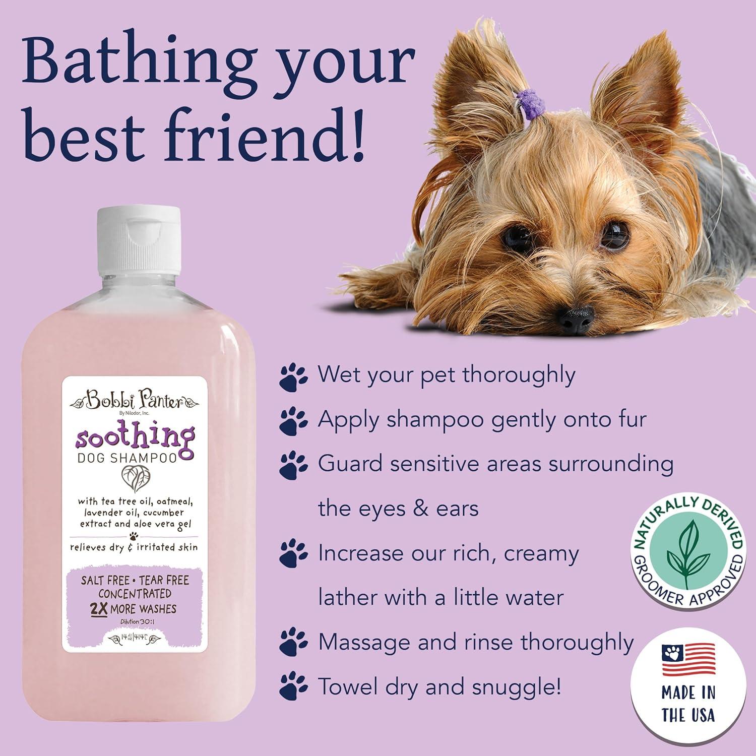 image:imageBobbi Panter Hypoallergenic Dog Shampoo Honey Aloe Vera Chamomile amp Rosemary Dye amp Fragrance Free Natural Formula for Sensitive amp Allergy Skin TearFree 301 Concentrate 1 Gallon Case of 4Lavender
