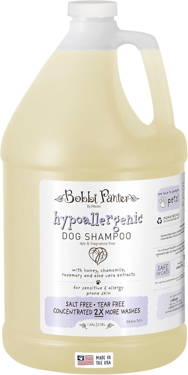 image:imageBobbi Panter Hypoallergenic Dog Shampoo Honey Aloe Vera Chamomile amp Rosemary Dye amp Fragrance Free Natural Formula for Sensitive amp Allergy Skin TearFree 301 Concentrate 1 Gallon Case of 4Unscented
