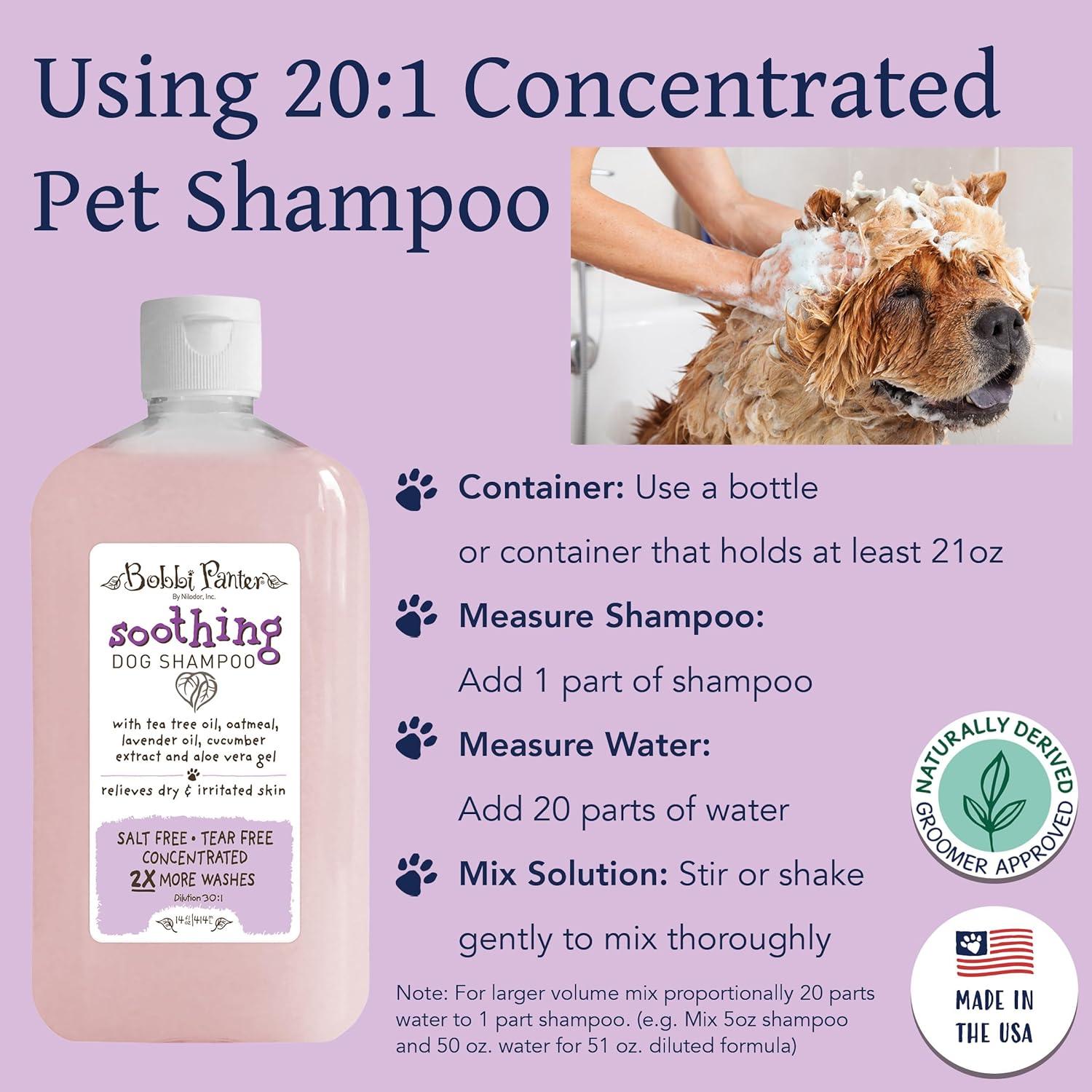 image:imageBobbi Panter Hypoallergenic Dog Shampoo Honey Aloe Vera Chamomile amp Rosemary Dye amp Fragrance Free Natural Formula for Sensitive amp Allergy Skin TearFree 301 Concentrate 1 Gallon Case of 4Lavender