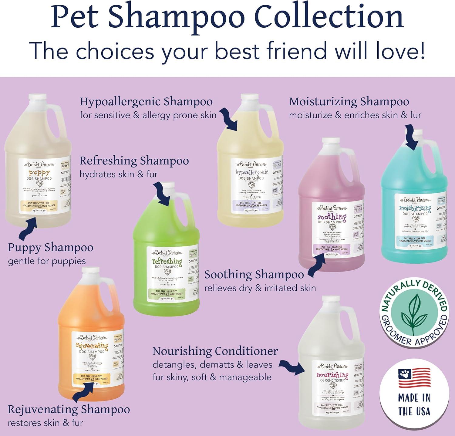 image:imageBobbi Panter Hypoallergenic Dog Shampoo Honey Aloe Vera Chamomile amp Rosemary Dye amp Fragrance Free Natural Formula for Sensitive amp Allergy Skin TearFree 301 Concentrate 1 Gallon Case of 4Lavender