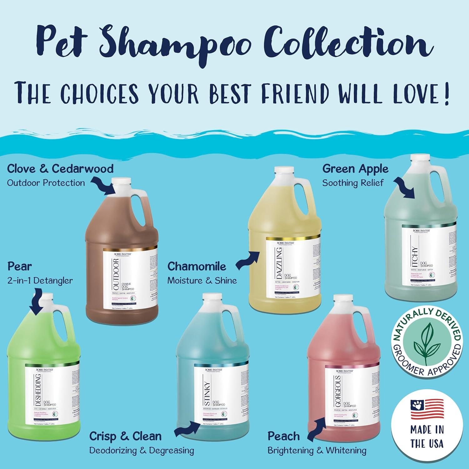 image:imageBobbi Panter Moisture amp Shine Dog Shampoo Argan Oil Chamomile amp Peppermint Deep Nourishing Natural Formula for Soft Shiny Coat TearFree 201 Concentrate 1 Gallon Case of 4Chamomile
