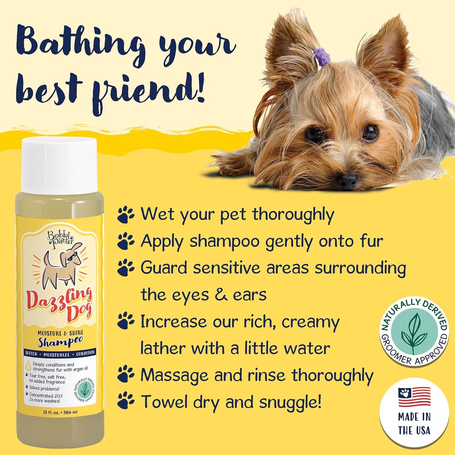 image:imageBobbi Panter Moisture amp Shine Dog Shampoo Argan Oil Chamomile amp Peppermint Deep Nourishing Natural Formula for Soft Shiny Coat TearFree 201 Concentrate 1 Gallon Case of 4Chamomile