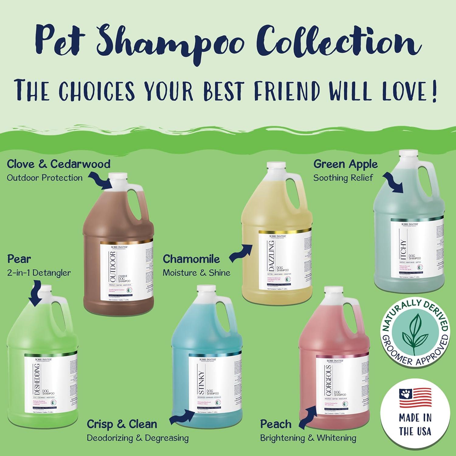 image:imageBobbi Panter Moisture amp Shine Dog Shampoo Argan Oil Chamomile amp Peppermint Deep Nourishing Natural Formula for Soft Shiny Coat TearFree 201 Concentrate 1 Gallon Case of 4Crisp Fresh