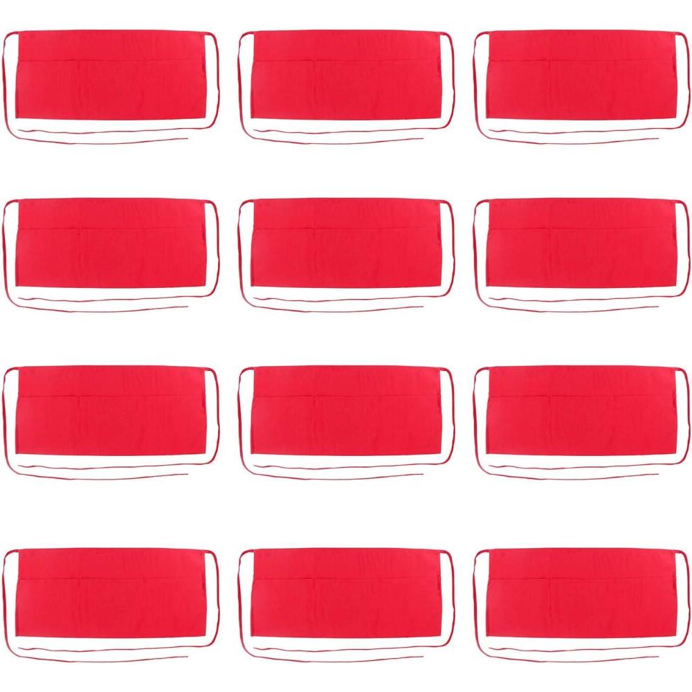image:imageArkwright 3 Pocket Waist Aprons Professional Waiter Server Apron for Women amp Men Unisex Kitchen ApronRed