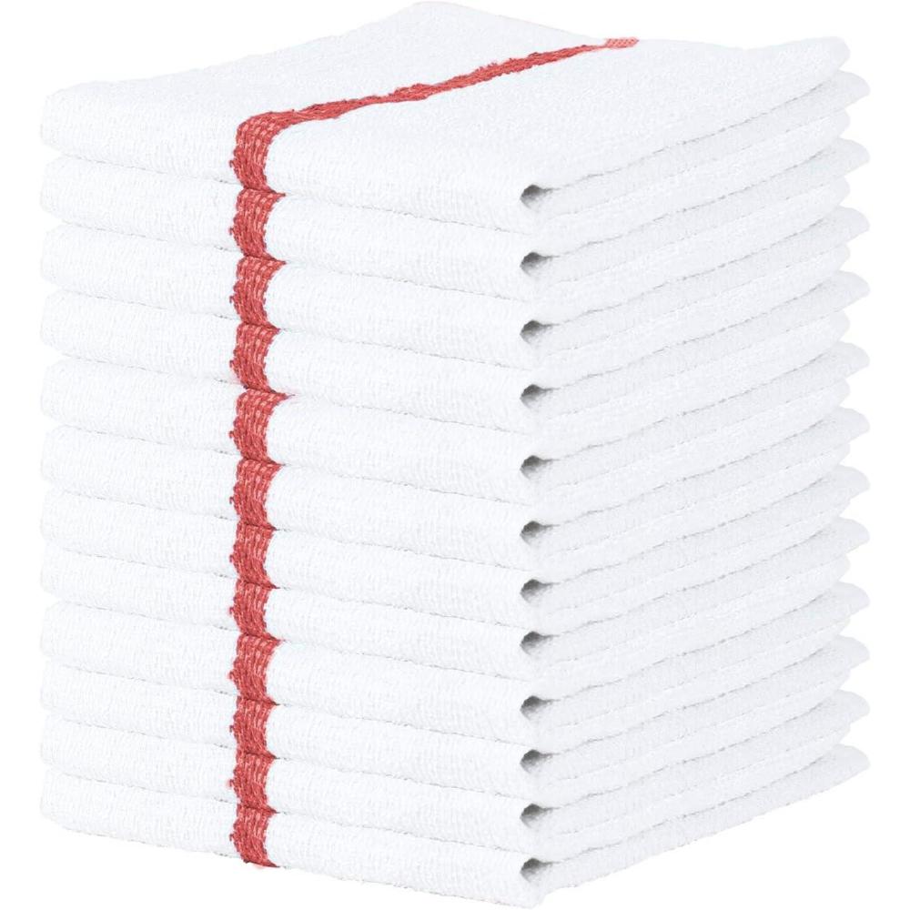 image:imageArkwright Bar Mop Towels Pack of 12 100 Cotton Kitchen Dishcloths Absorbent Quick Dry Cleaning Cloths for Restaurant Bar and Home Kitchen 16 x 19 in WhiteBlueWhiteRed
