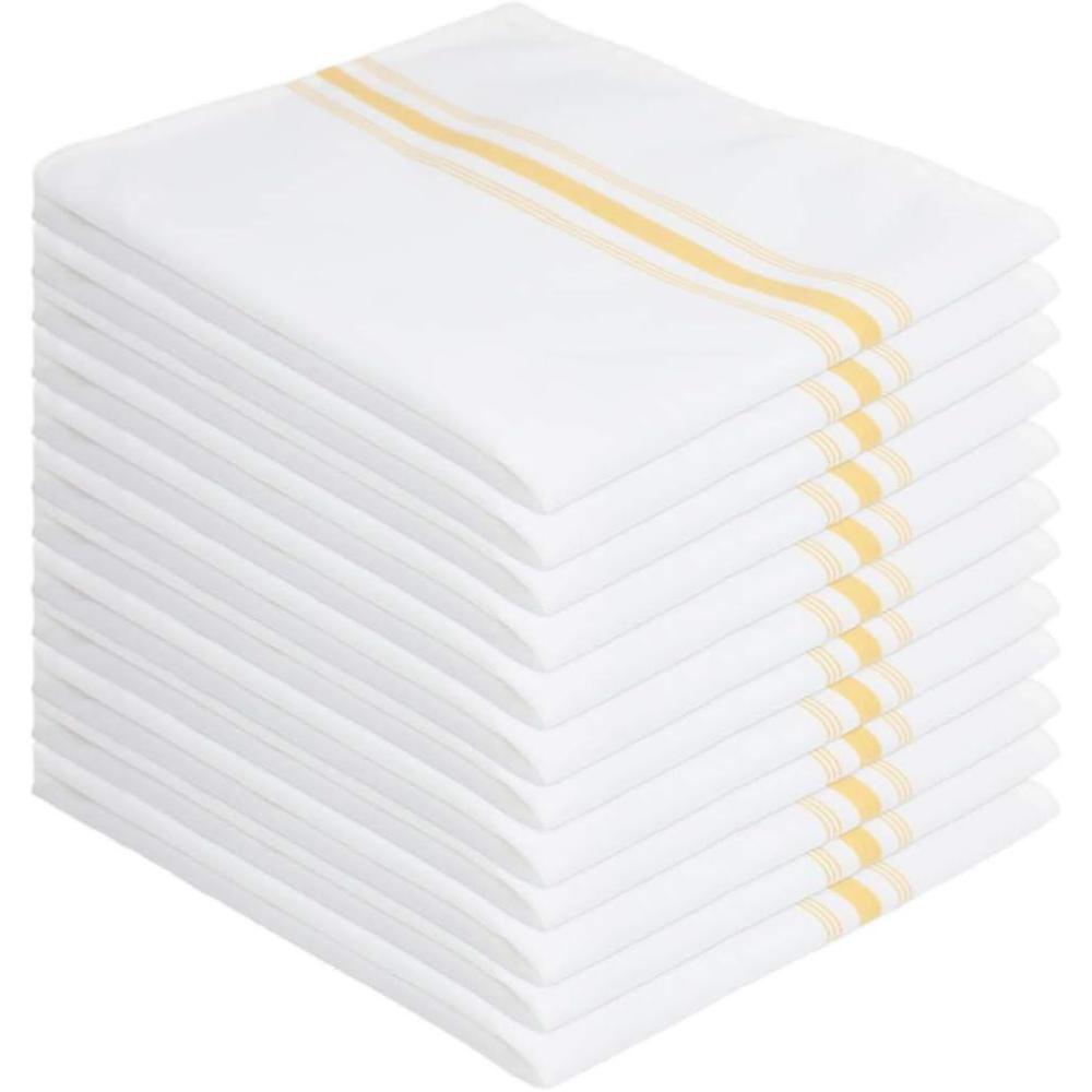 image:imageArkwright Bistro Dinner Cloth Napkins Case of 120 Absorbent Soft and Washable Professional Restaurant Quality Bulk Table Linen with French Stripes 18 x 22 in GreyGold