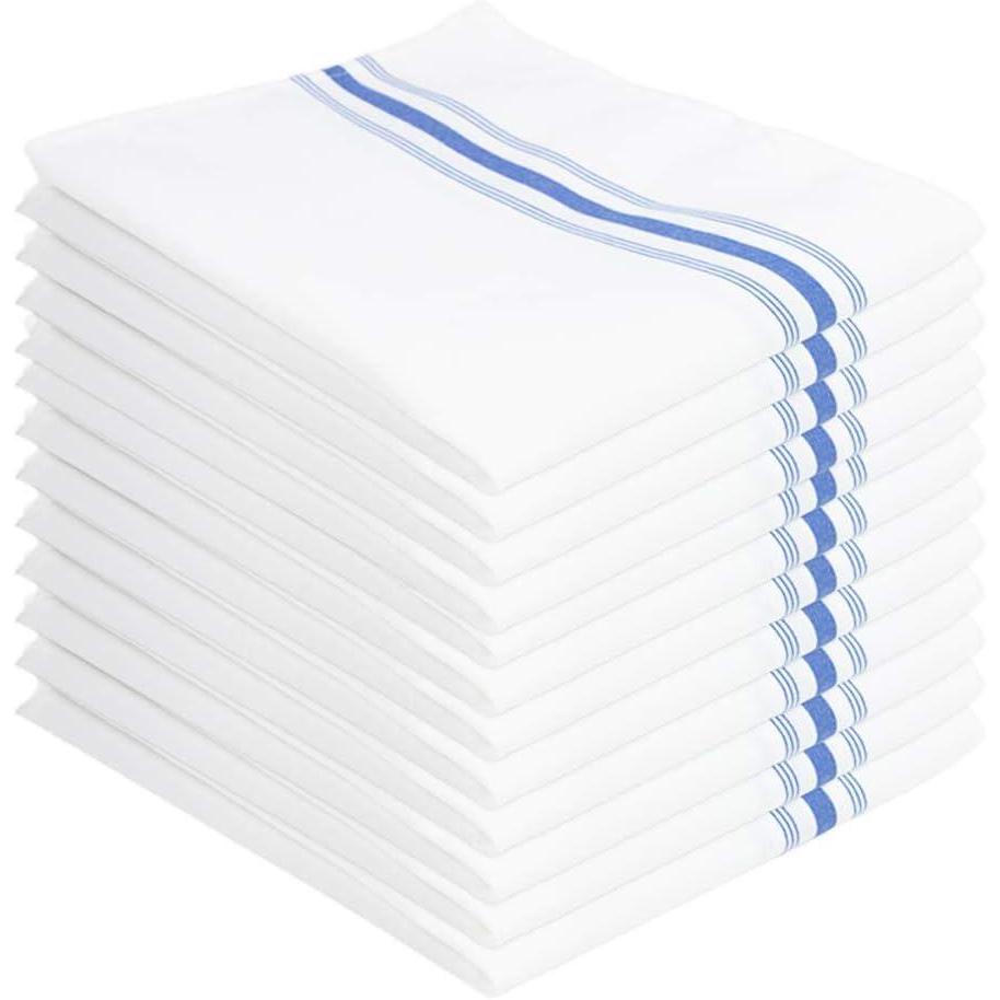 image:imageArkwright Bistro Dinner Cloth Napkins Case of 120 Absorbent Soft and Washable Professional Restaurant Quality Bulk Table Linen with French Stripes 18 x 22 in GreyBlue