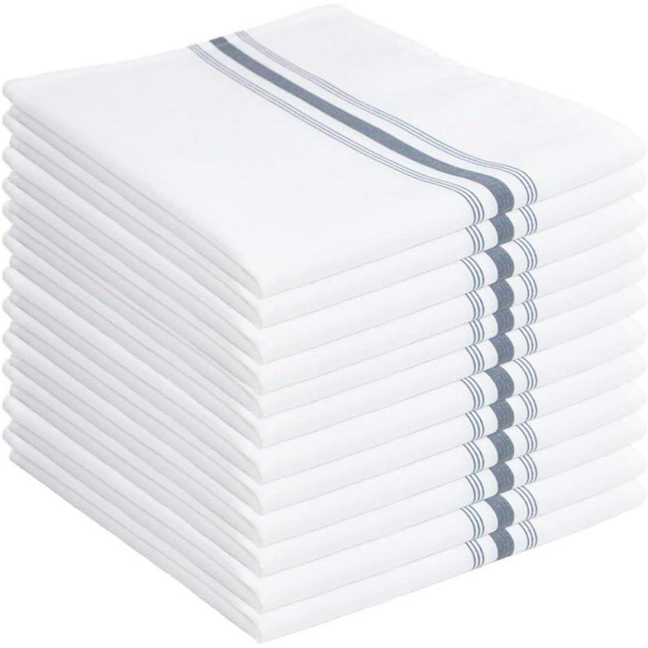 image:imageArkwright Bistro Dinner Cloth Napkins  Case of 120 Absorbent Soft and Washable Professional Restaurant Quality Bulk Table Linen with French Stripes 18 x 22 in GreyGray